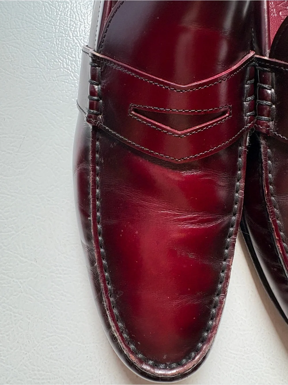 Louis Vuitton Men’s Burgundy Leather Penny Loafers
